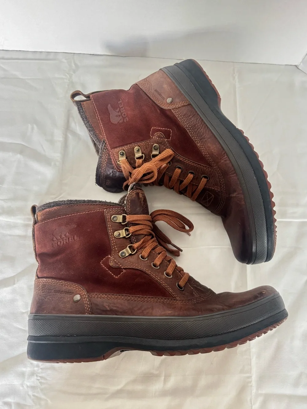 Sorel Men's Brown Leather and Suede Lace-Up Boots Size 12
